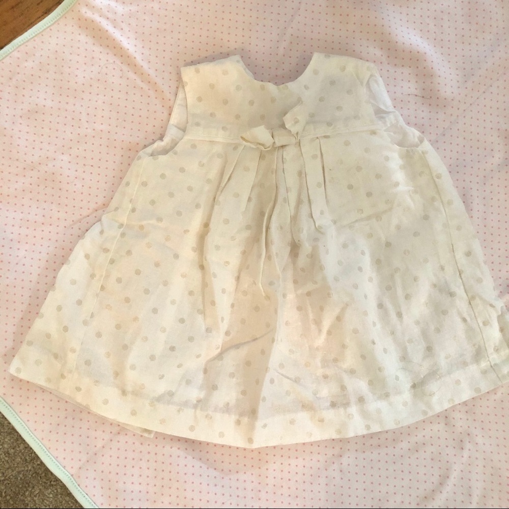 White dress with polka dot detail & matching panty